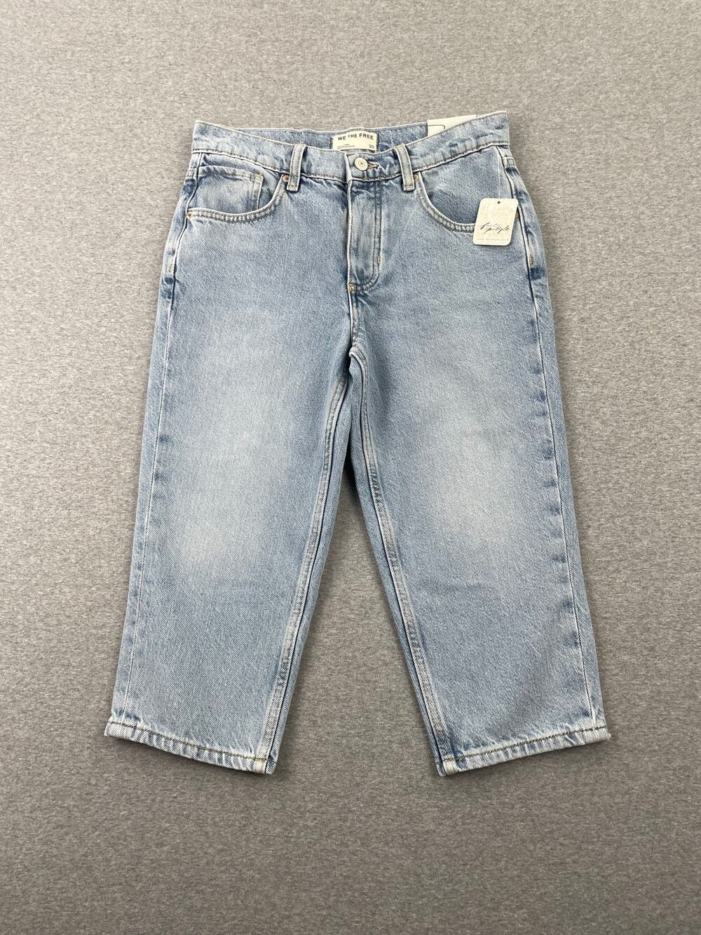 NWT Free People Sun City High-Rise Capri Jeans Womens 25 Light Wash Pale Indigo